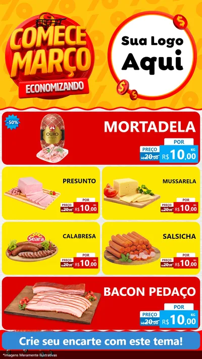 Modelo de TV para TV Vertical com o tema Comece Março Economizando para Frios e Laticínios