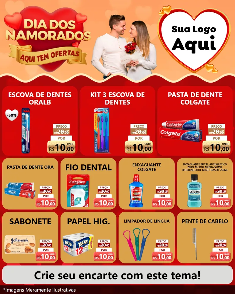 Modelo de Rede Social para Feed Instagram com o tema Dia dos Namorados - Aqui Tem Ofertas para Higiene Pessoal