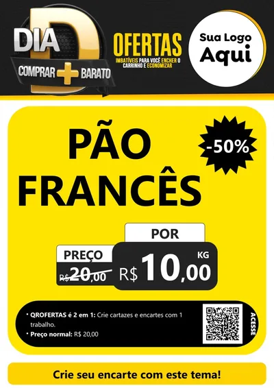 Modelo de Cartaz para Cartaz A4 Vertical com o tema Dia D Mais Economia para Padaria