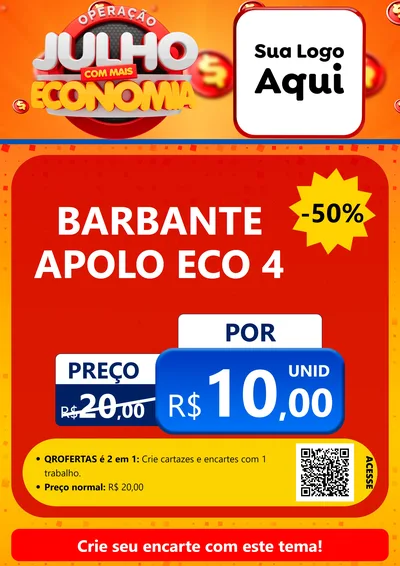 Modelo de Cartaz para Cartaz A4 Vertical com o tema Operação Julho Com Mais Economia para Armarinho e Aviamentos