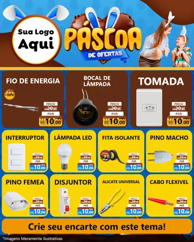 Modelo de Rede Social para Feed Instagram com o tema Páscoa de Ofertas para Materiais Elétricos