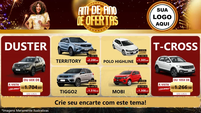Modelo de TV para TV Horizontal com o tema Fim de Ano de Ofertas para Concessionaria de Carros