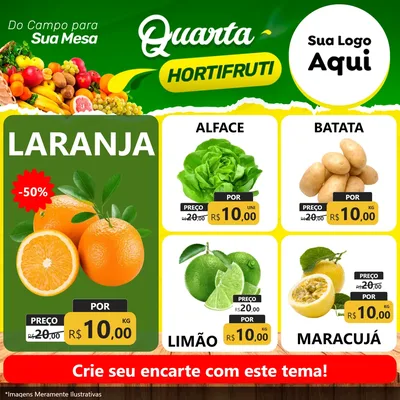 Modelo de Rede Social para Feed Facebook com o tema Quarta hortifruti para Hortifrúti