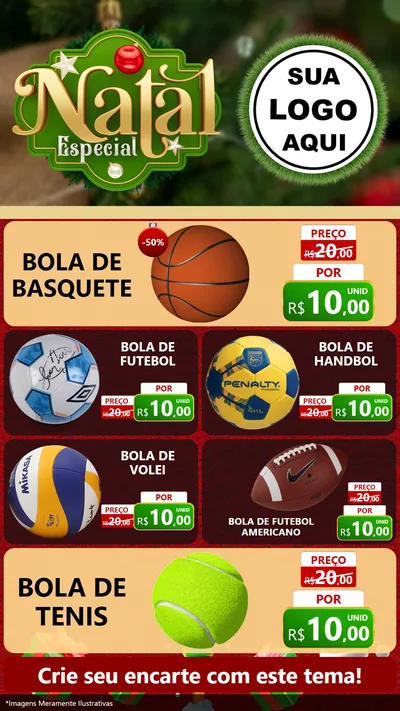 Modelo de TV para TV Vertical com o tema Natal Especial para Artigos Esportivos