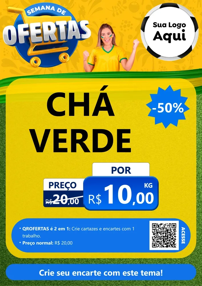 Modelo de Cartaz para Cartaz A4 Vertical com o tema Semana de Ofertas - Copa para Produtos Naturais