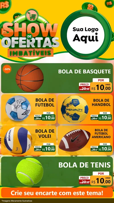Modelo de TV para TV Vertical com o tema Show de Ofertas Imbatíveis para Artigos Esportivos