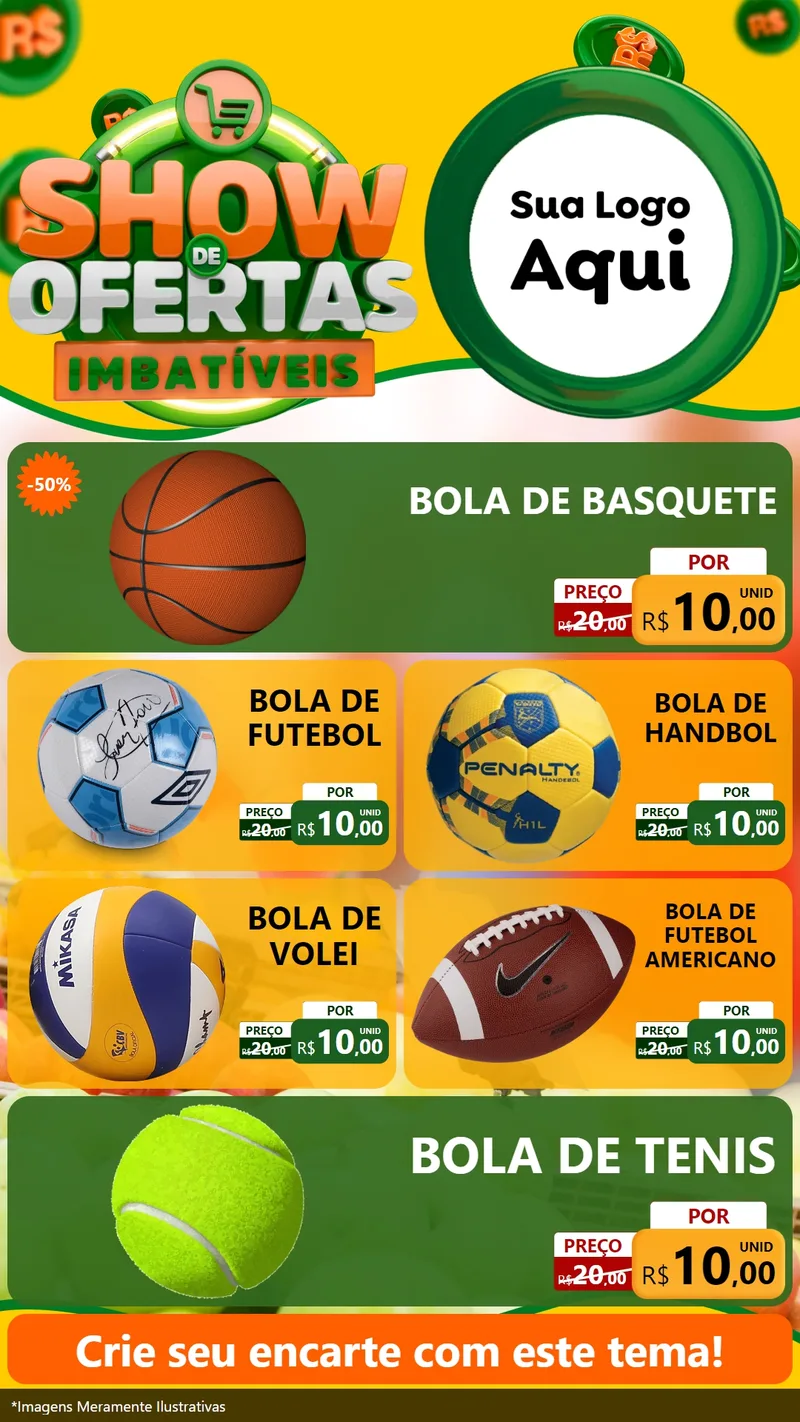 Modelo de TV para TV Vertical com o tema Show de Ofertas Imbatíveis para Artigos Esportivos