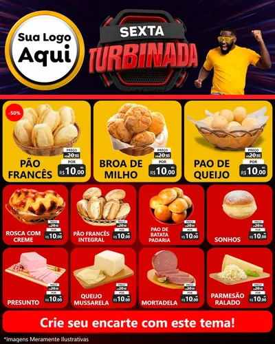 Modelo de Rede Social para Feed Instagram com o tema Sexta Turbinada para Padaria