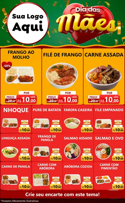 Modelo de Encarte para Encarte Grande com o tema Dia das Mães para Restaurante