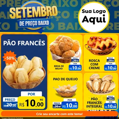 Modelo de Rede Social para Feed Facebook com o tema Setembro De Preço Baixo para Padaria