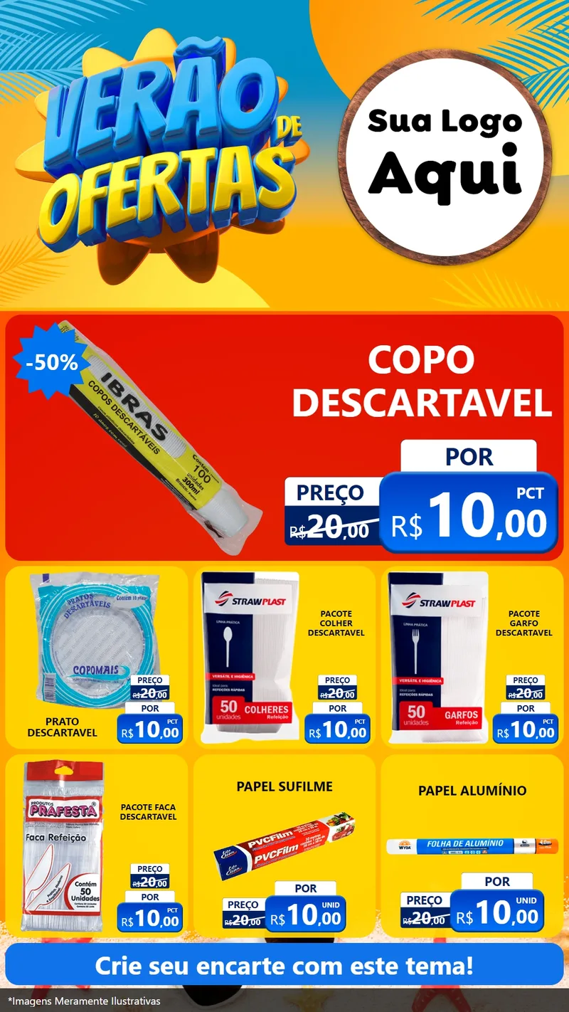 Modelo de Rede Social para Stories com o tema Verão de Ofertas para Embalagens