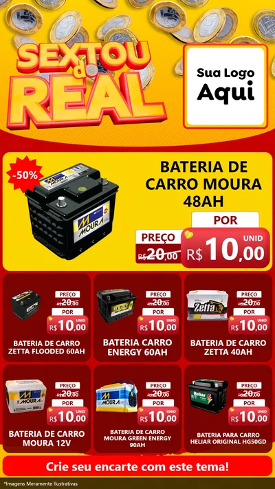Modelo de Rede Social para Stories com o tema Sextou do Real para Baterias Elétricas