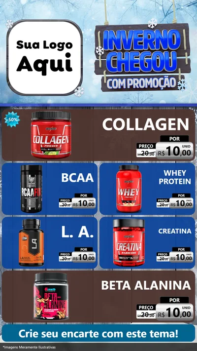Modelo de TV para TV Vertical com o tema Inverno Chegou Com Promoção para Suplementos alimentares