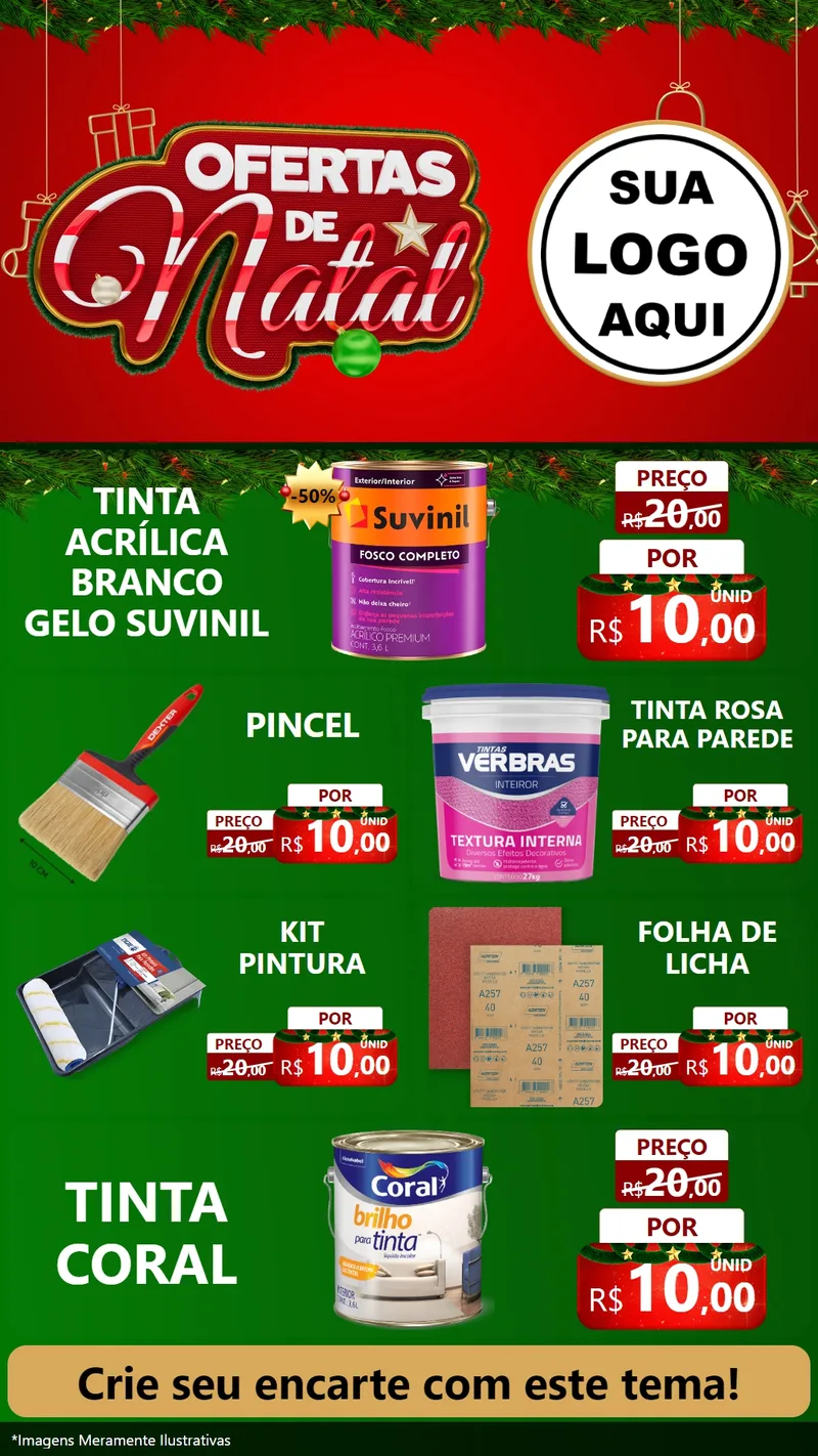 Modelo de TV para TV Vertical com o tema Ofertas de Natal para Tintas e Ferramentas