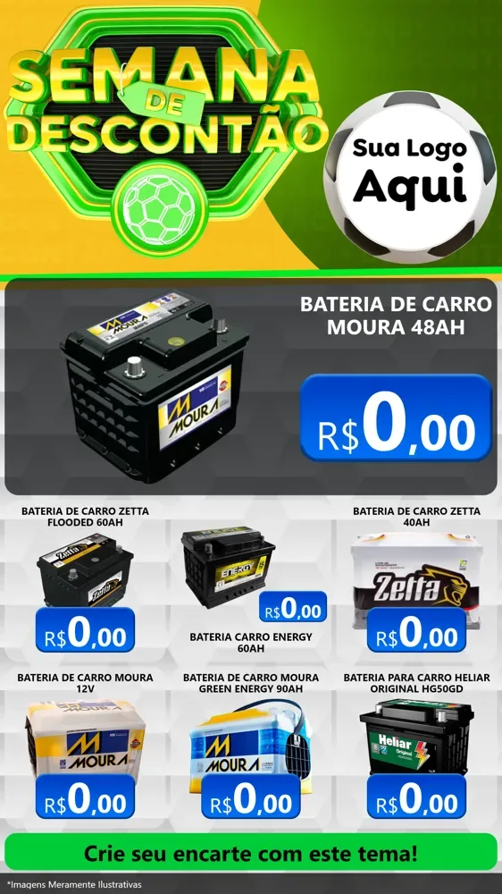 Modelo de Rede Social para Stories com o tema Semana de Descontão - Copa para Baterias Elétricas
