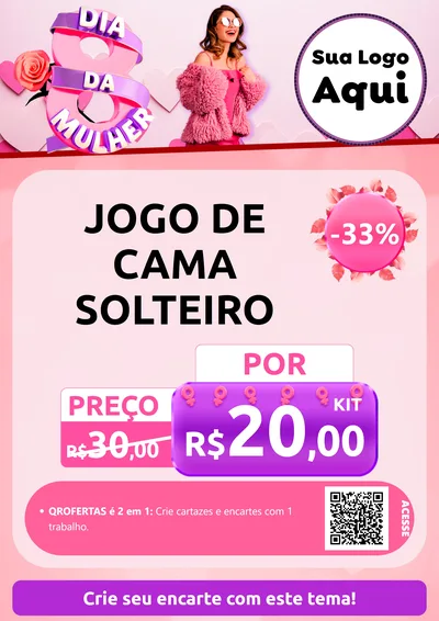 Modelo de Cartaz para Cartaz A4 Vertical com o tema Dia da Mulher para Cama, Mesa e Banho