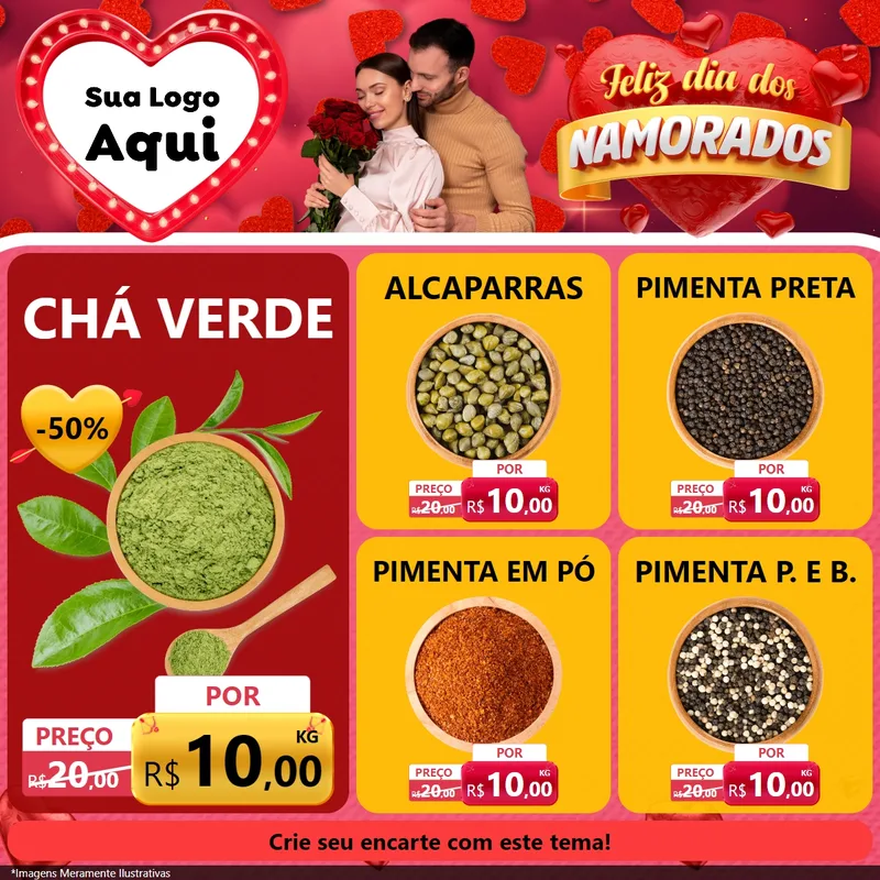 Modelo de Rede Social para Feed Facebook com o tema Feliz Dia Dos Namorados para Produtos Naturais