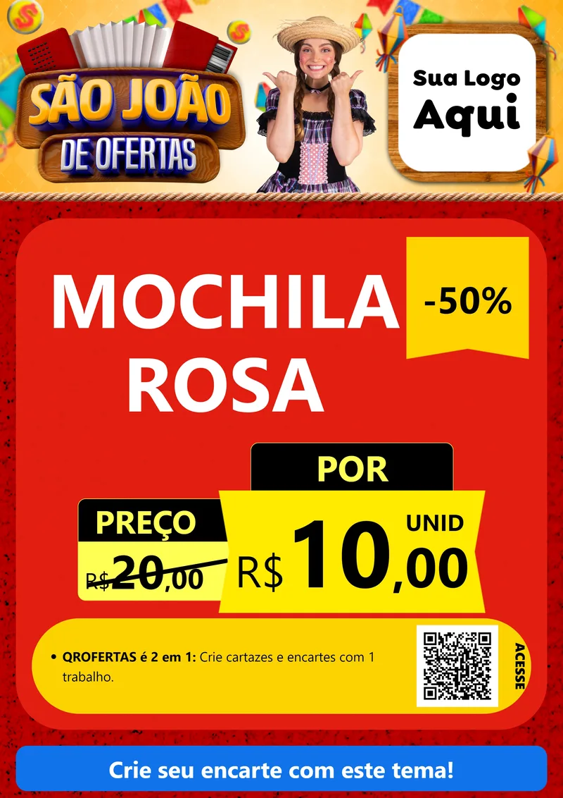 Modelo de Cartaz para Cartaz A4 Vertical com o tema São João de Ofertas para Papelaria