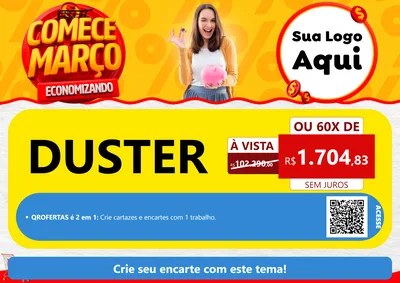 Modelo de Cartaz para Cartaz A4 Horizontal com o tema Comece Março Economizando para Concessionaria de Carros