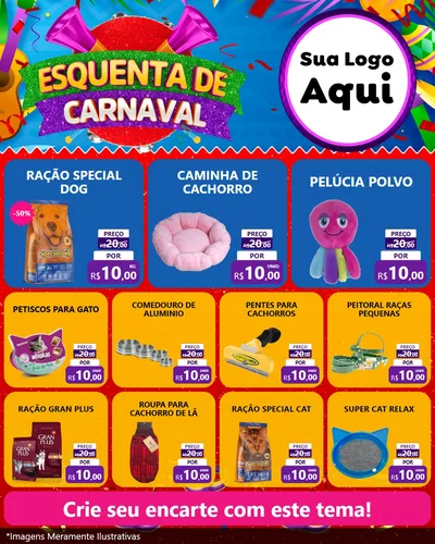 Modelo de Rede Social para Feed Instagram com o tema Esquenta de Carnaval para Pet Shop