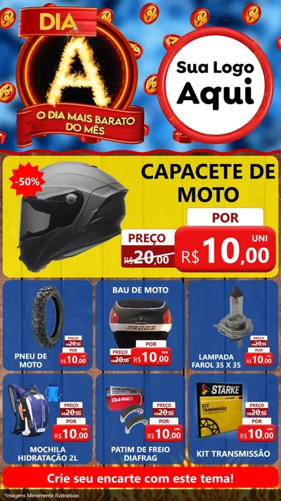 Modelo de Rede Social para Stories com o tema Dia A - O Dia Mais Barato Do Mês para Moto peças