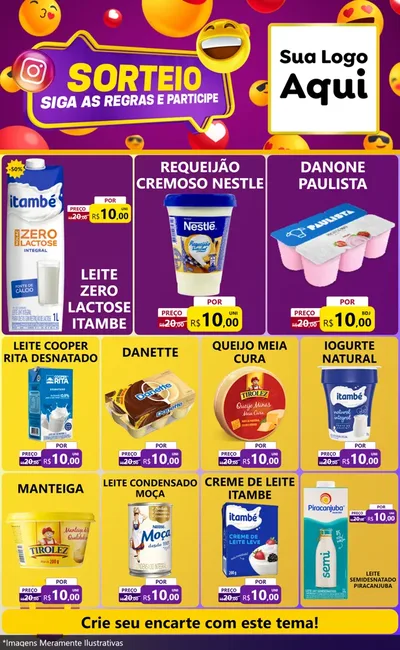 Modelo de Encarte para Encarte Grande com o tema Sorteio para Frios e Laticínios