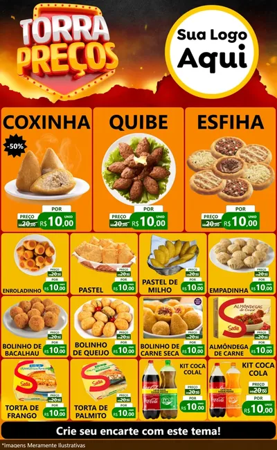 Modelo de Encarte para Encarte Grande com o tema Torra Preços para Salgadaria