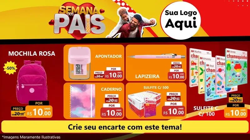 Modelo de TV para TV Horizontal com o tema Semana Dos Pais para Papelaria