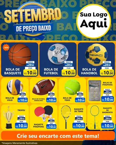 Modelo de Rede Social para Feed Instagram com o tema Setembro De Preço Baixo para Artigos Esportivos