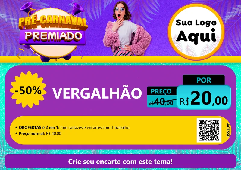 Modelo de Cartaz para Cartaz A4 Horizontal com o tema Pré-Carnaval Premiado para Ferragens