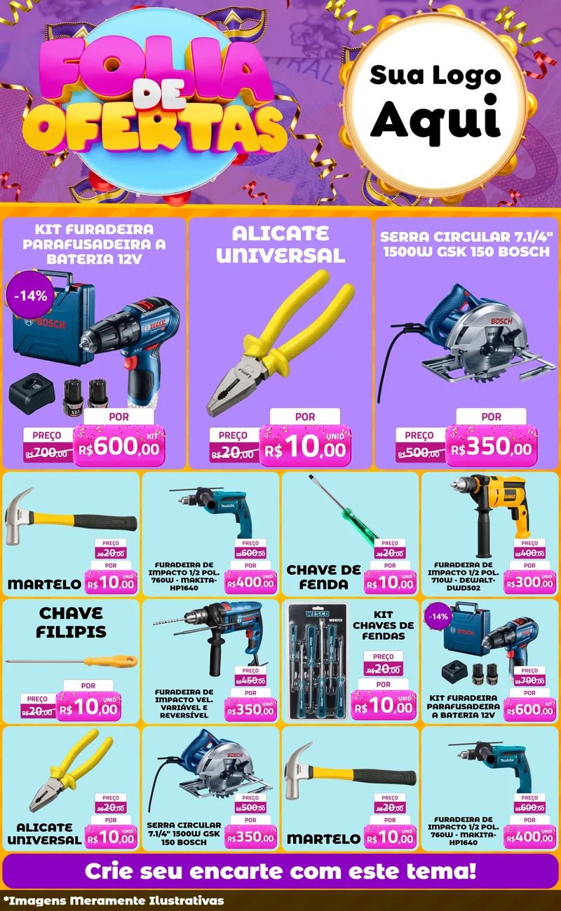 Modelo de Encarte para Encarte Grande com o tema Folia de Ofertas para Maquinas e Ferramentas