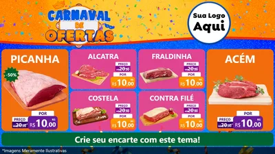 Modelo de TV para TV Horizontal com o tema Carnaval de Ofertas para Açougue