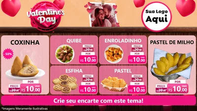 Modelo de TV para TV Horizontal com o tema Valentine's Day para Salgadaria