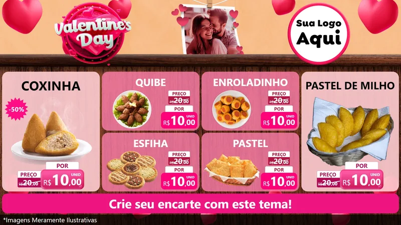 Modelo de TV para TV Horizontal com o tema Valentine's Day para Salgadaria