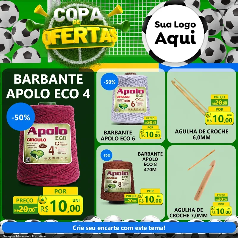 Modelo de Rede Social para Feed Facebook com o tema Copa De Ofertas para Armarinho e Aviamentos