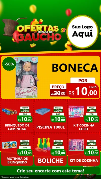 Modelo de Rede Social para Stories com o tema Ofertas Semana Do Gaúcho para Brinquedos
