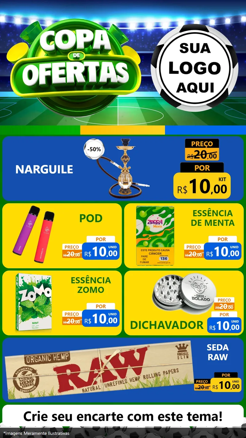 Modelo de TV para TV Vertical com o tema Copa de Ofertas para Tabacaria