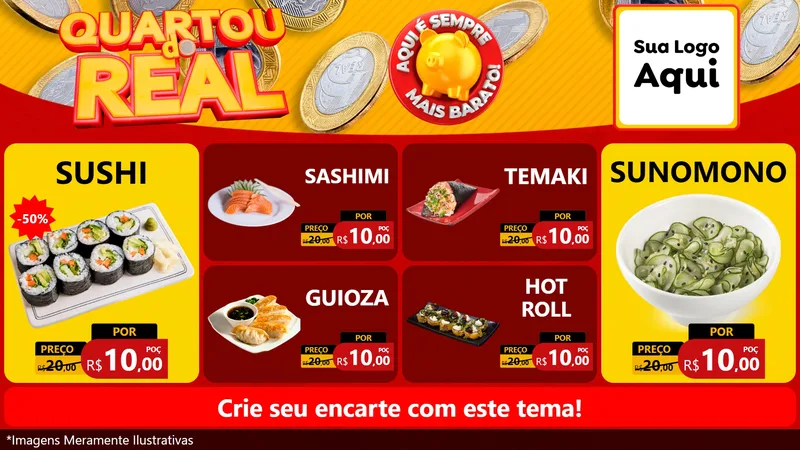 Modelo de TV para TV Horizontal com o tema Quartou do Real para Comida japonesa