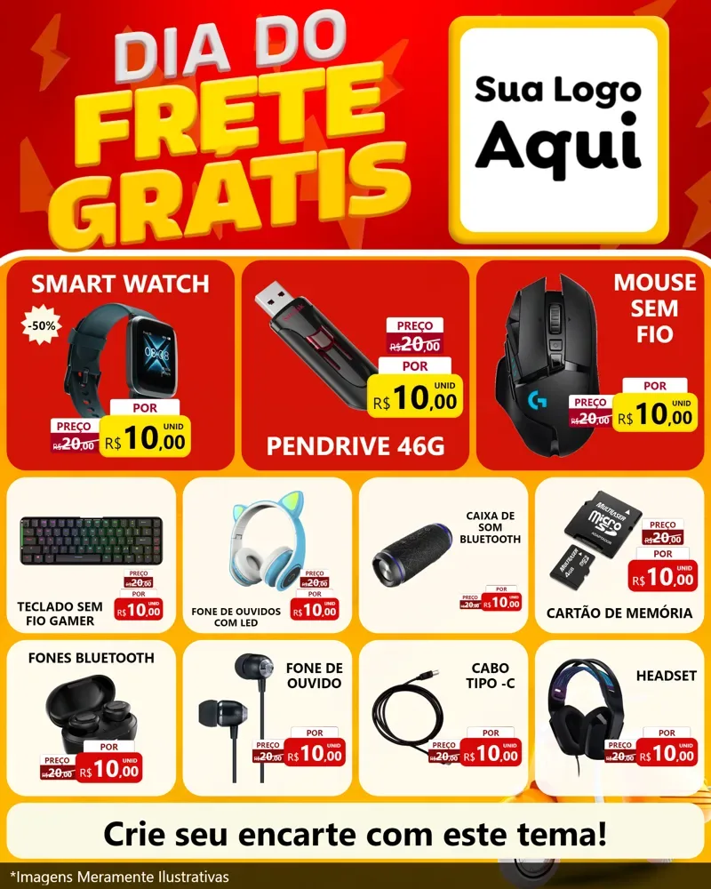 Modelo de Rede Social para Feed Instagram com o tema Dia do Frete Grátis para Informática