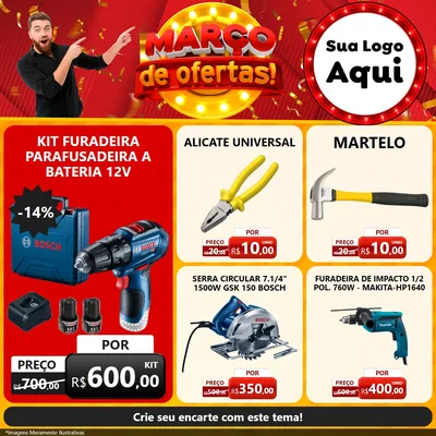 Modelo de Rede Social para Feed Facebook com o tema Março de Ofertas! para Maquinas e Ferramentas