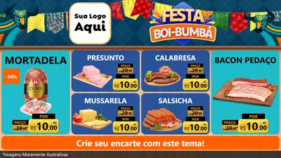 Modelo de TV para TV Horizontal com o tema Festa Boi Bumbá para Frios e Laticínios