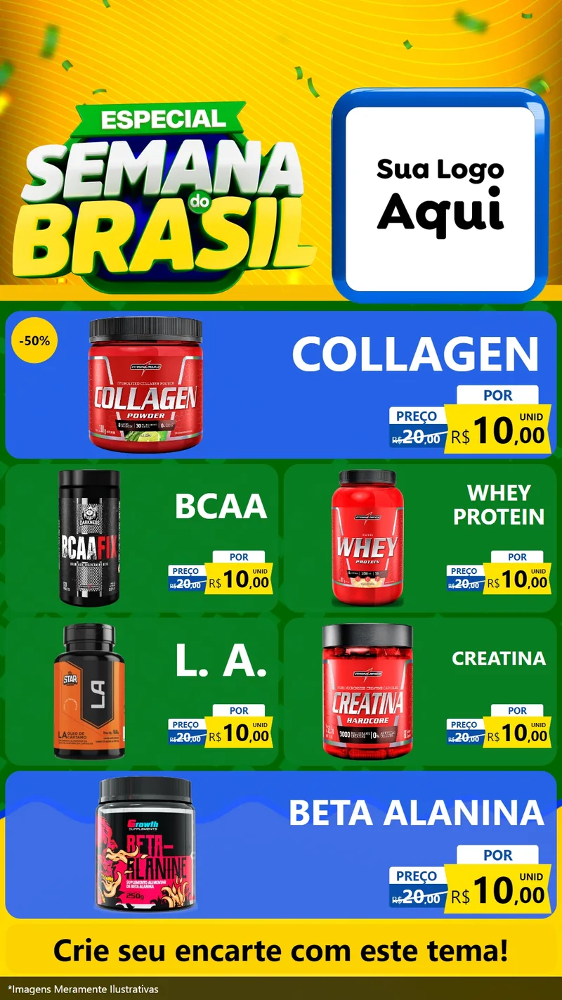 Modelo de TV para TV Vertical com o tema Especial Semana do Brasil para Suplementos alimentares