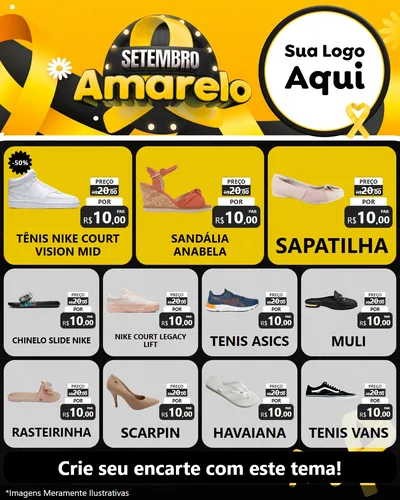 Modelo de Rede Social para Feed Instagram com o tema Setembro Amarelo para Calçados
