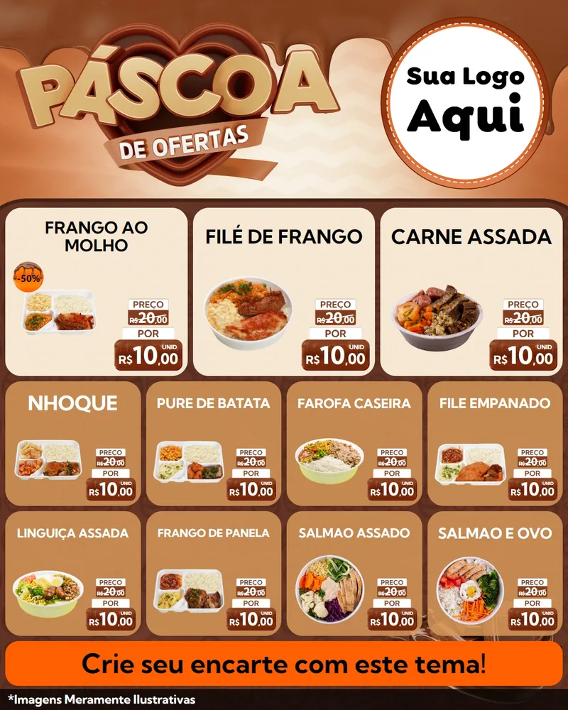 Modelo de Rede Social para Feed Instagram com o tema Páscoa de Ofertas para Restaurante