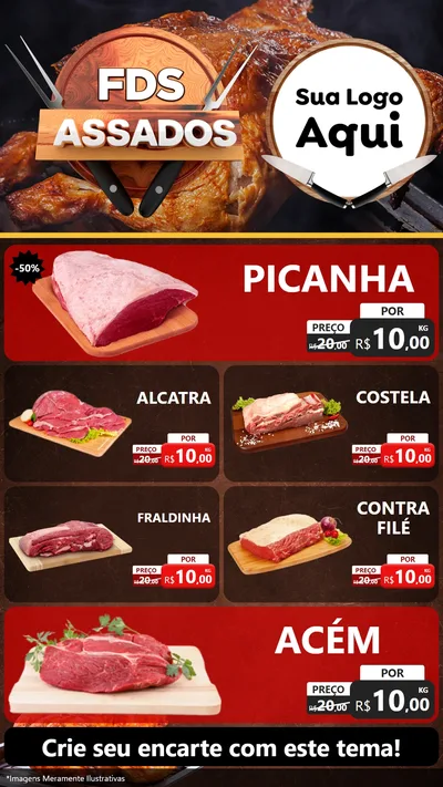 Modelo de TV para TV Vertical com o tema Fim de Semana dos Assados para Açougue