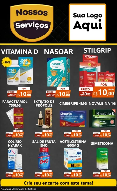 Modelo de Encarte para Encarte Grande com o tema Nossos Serviços para Farmácia