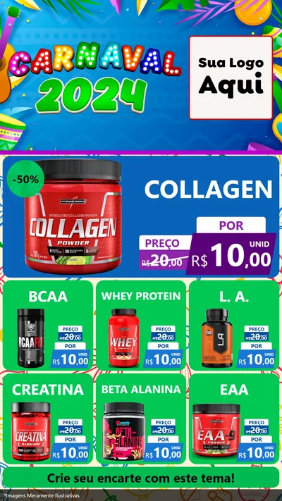 Modelo de Rede Social para Stories com o tema Carnaval 2027 para Suplementos alimentares