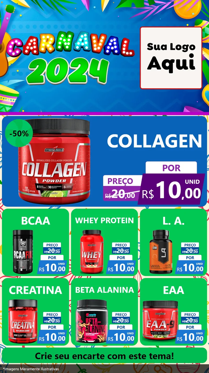 Modelo de Rede Social para Stories com o tema Carnaval 2027 para Suplementos alimentares