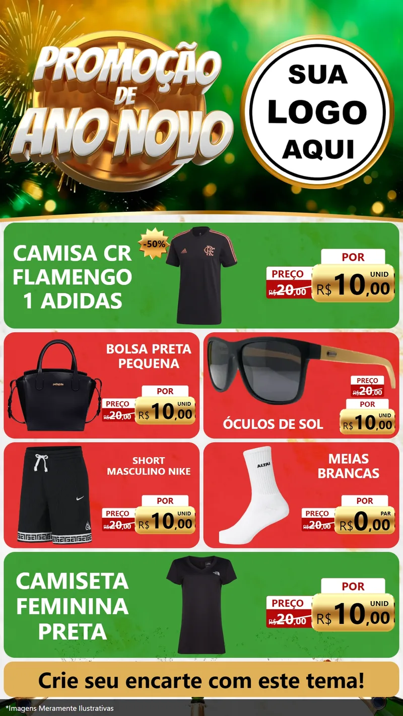 Modelo de TV para TV Vertical com o tema Promoção de Ano Novo para Roupas e acessórios