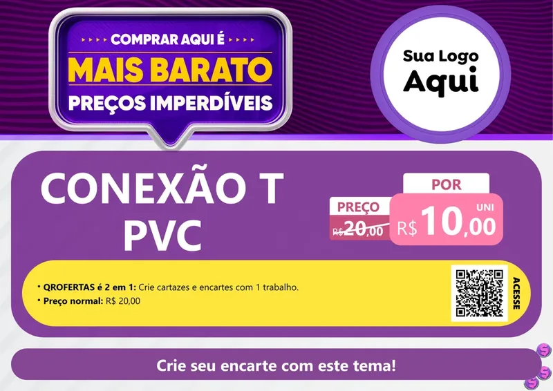 Modelo de Cartaz para Cartaz A4 Horizontal com o tema Mais Barato para Tubos e conexões